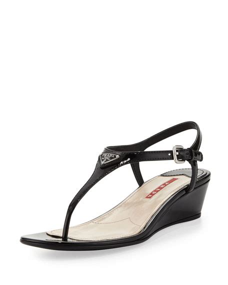 prada demi wedge thong sandal|Prada Patent Demi.